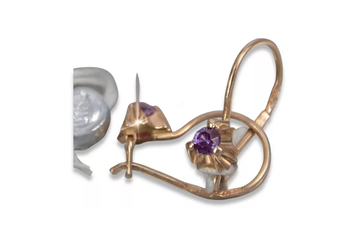 Ruso soviético rosa rosa 14k 585 pendientes de oro vec129 alejandrita rubí esmeralda zafiro ... Ruso soviético rosa rosa 14k 585 pendientes de oro vec129 alejandrita rubí esmeralda zafiro ...