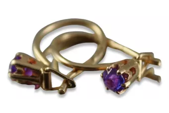 Vintage rose pink 14k 585 gold earrings vec130 alexandrite ruby emerald sapphire ...