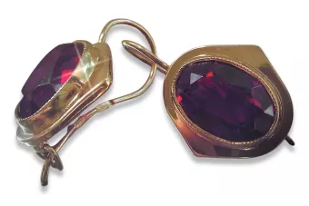 Vintage auskariai iš 14k 585 rožinio aukso vec135 aleksandritas rubinas emeraldas safiras ...