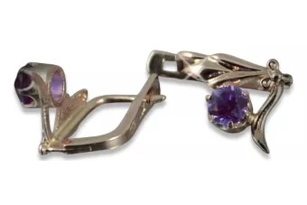 Vintage rose pink 14k 585 gold earrings vec136 alexandrite ruby emerald sapphire ...