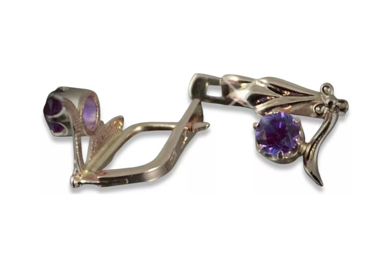 Vintage rose pink 14k 585 gold earrings vec136 alexandrite ruby emerald sapphire ... Vintage rose pink 14k 585 gold earrings vec136 alexandrite ruby emerald sapphire ...