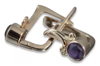 Boucles d’oreilles en or rose soviétique russe 14k 585 vec137 alexandrite rubis émeraude saphir ...