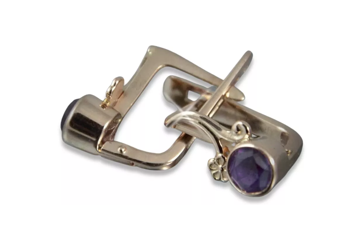 Boucles d’oreilles en or rose soviétique russe 14k 585 vec137 alexandrite rubis émeraude saphir ... Boucles d’oreilles en or rose soviétique russe 14k 585 vec137 alexandrite rubis émeraude saphir ...