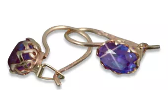 Vintage rose pink 14k 585 gold earrings vec138 alexandrite ruby emerald sapphire ...