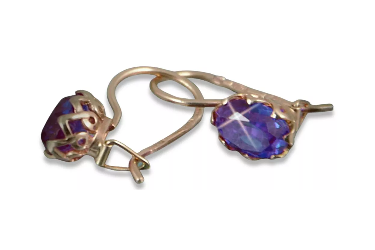 Vintage rose pink 14k 585 gold earrings vec138 alexandrite ruby emerald sapphire ... Vintage rose pink 14k 585 gold earrings vec138 alexandrite ruby emerald sapphire ...