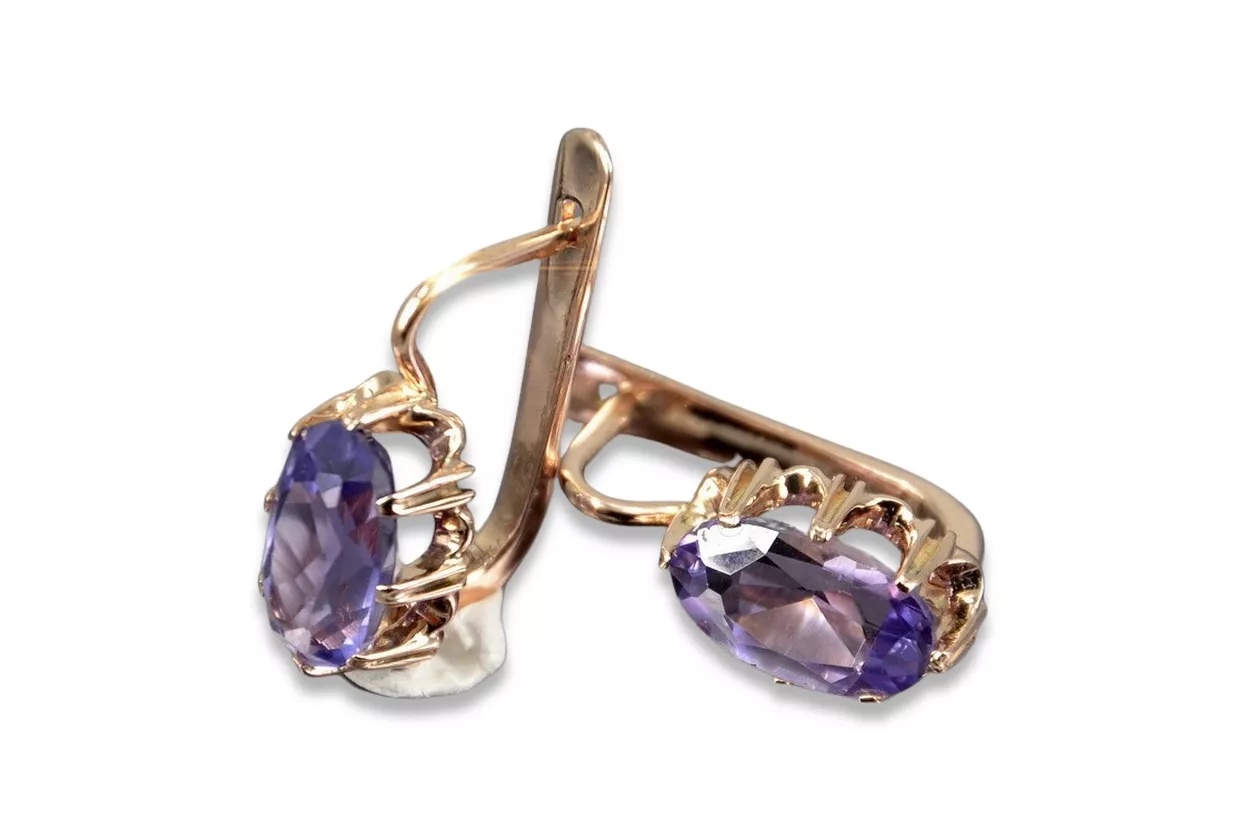 Boucles d’oreilles en or rose soviétique russe 14k 585 vec139 alexandrite rubis émeraude saphir ... Boucles d’oreilles en or rose soviétique russe 14k 585 vec139 alexandrite rubis émeraude saphir ...