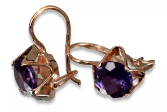 Ruso soviético rosa rosa 14k 585 pendientes de oro vec142 alejandrita rubí esmeralda zafiro ...