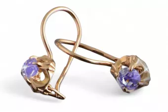 Vintage rose pink 14k 585 gold earrings vec146 alexandrite ruby emerald sapphire ...