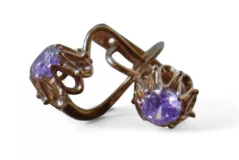 Boucles d’oreilles en or rose soviétique russe 14k 585 vec148 alexandrite rubis émeraude saphir ...