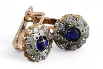 Ruso soviético rosa rosa 14k 585 pendientes de oro vec178 alejandrita rubí esmeralda zafiro ...