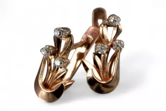Ruso soviético rosa rosa 14k 585 pendientes de oro vec180 alejandrita rubí esmeralda zafiro ...