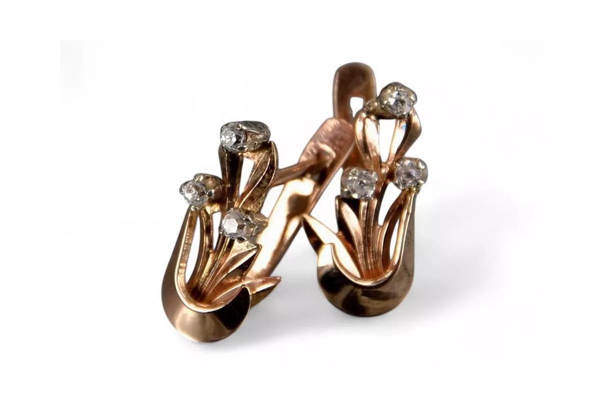 Ruso soviético rosa rosa 14k 585 pendientes de oro vec180 alejandrita rubí esmeralda zafiro ...