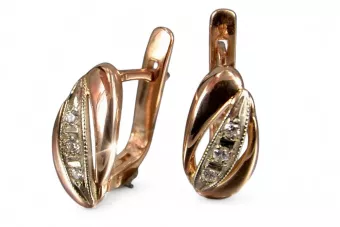 Vintage rose pink 14k 585 gold earrings vec181 alexandrite ruby emerald sapphire ...