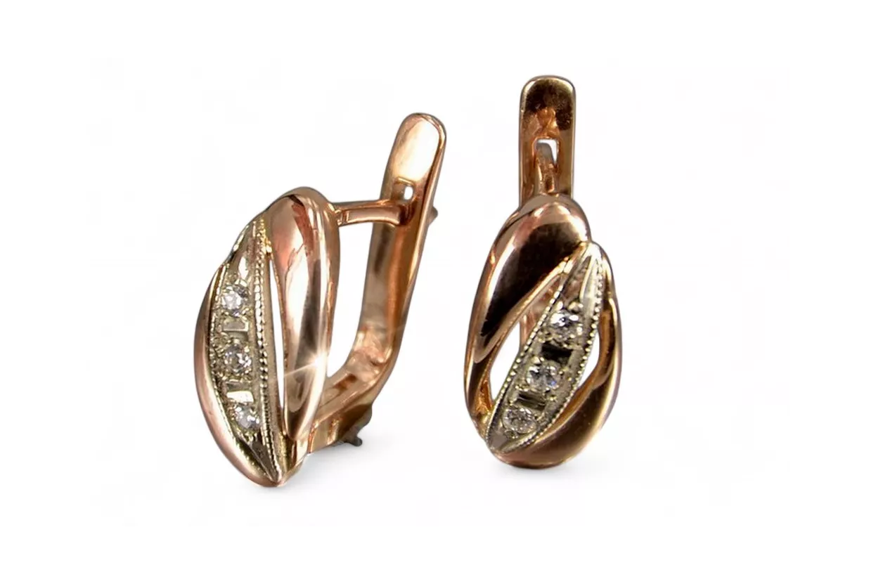 Russische Sowjetische Rose Pink 14k 585 Gold Ohrringe vec181 Alexandrit Rubin Smaragd Saphir ...