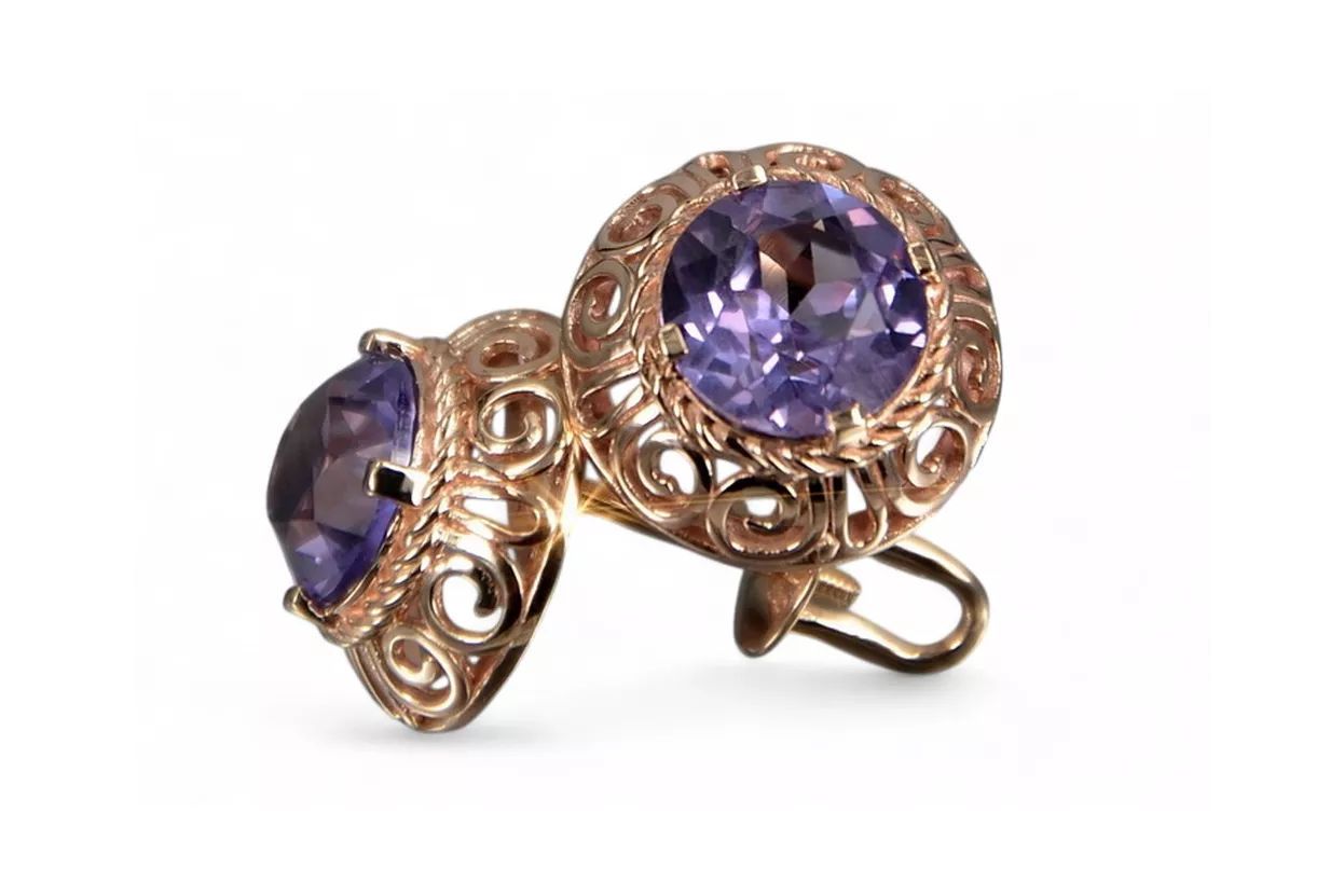 Boucles d’oreilles en or rose soviétique russe 14k 585 vec183 alexandrite rubis émeraude saphir ... Boucles d’oreilles en or rose soviétique russe 14k 585 vec183 alexandrite rubis émeraude saphir ...