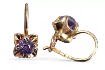 Vintage rose pink 14k 585 gold earrings vec184 alexandrite ruby emerald sapphire ...