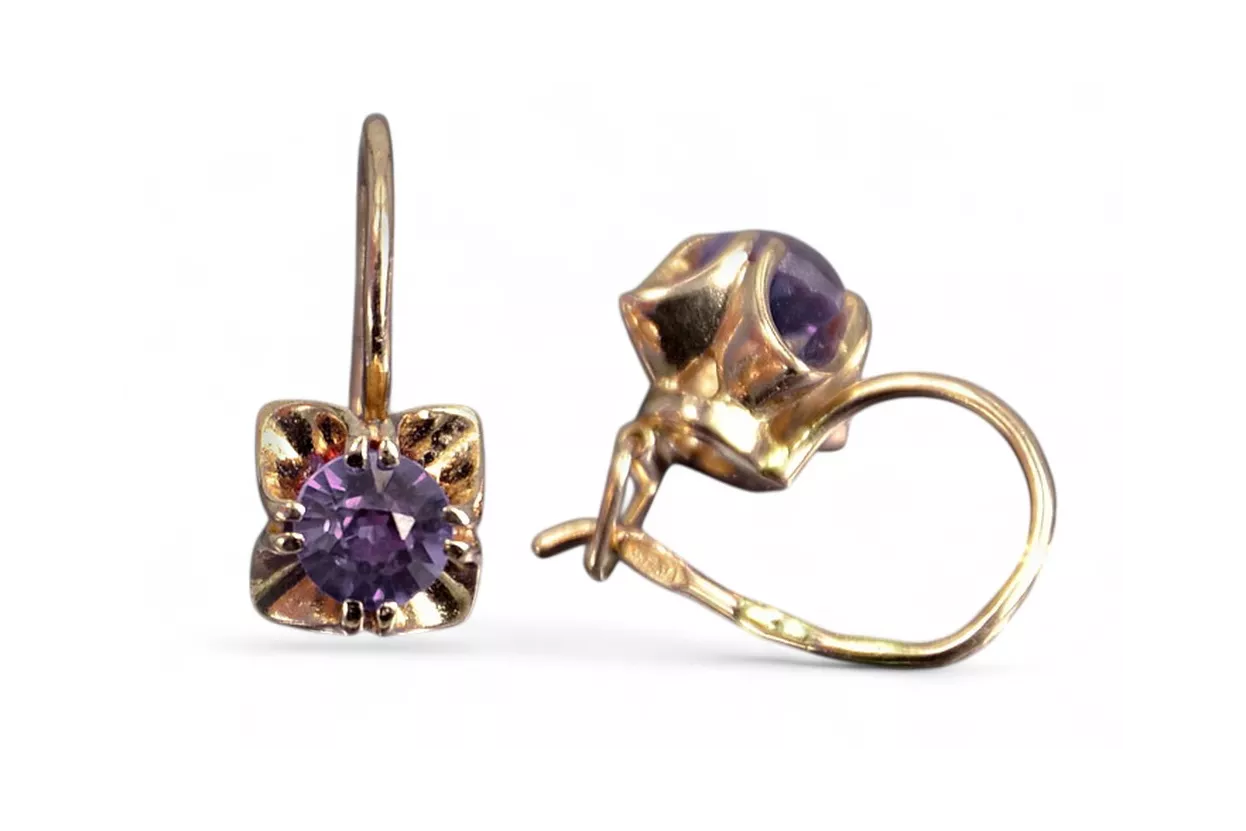 Ruso soviético rosa rosa 14k 585 pendientes de oro vec184 alejandrita rubí esmeralda zafiro ... Ruso soviético rosa rosa 14k 585 pendientes de oro vec184 alejandrita rubí esmeralda zafiro ...