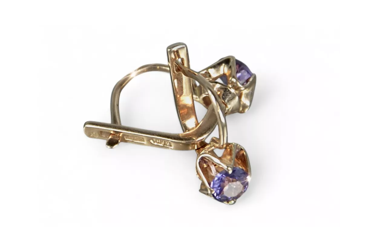 Vintage rose pink 14k 585 gold earrings vec190 alexandrite ruby emerald sapphire ... Vintage rose pink 14k 585 gold earrings vec190 alexandrite ruby emerald sapphire ...