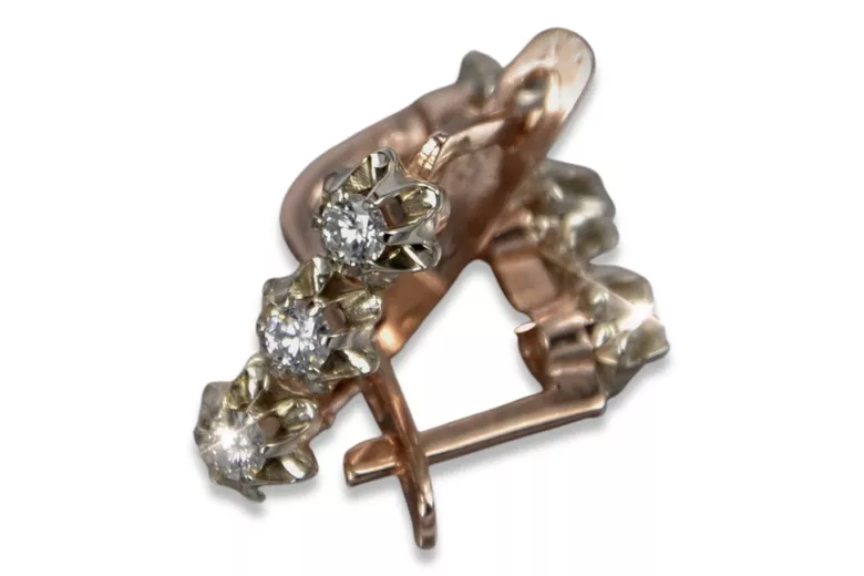 Vintage rose pink 14k 585 gold earrings vec193 alexandrite ruby emerald sapphire ...