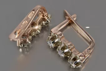 Vintage rose pink 14k 585 gold earrings vec193 alexandrite ruby emerald sapphire ...
