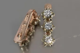 Vintage rose pink 14k 585 gold earrings vec193 alexandrite ruby emerald sapphire ...