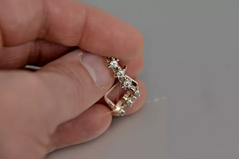 Руски съветски розово розово 14k 585 златни обеци vec193 александрит рубин изумруден сапфир ...
