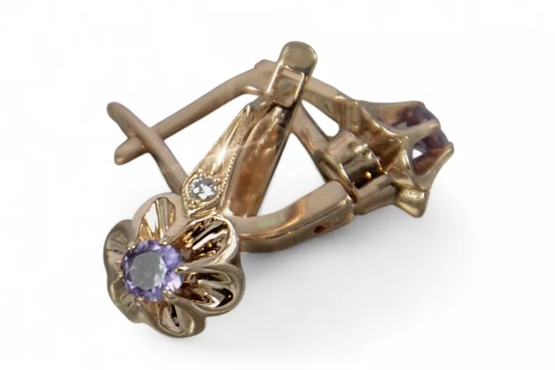 الأقراط الفاخرة من 14 كارت 585 الذهب الوردي ve195 alexandrite الروبين الزمرد الزعفران ...
