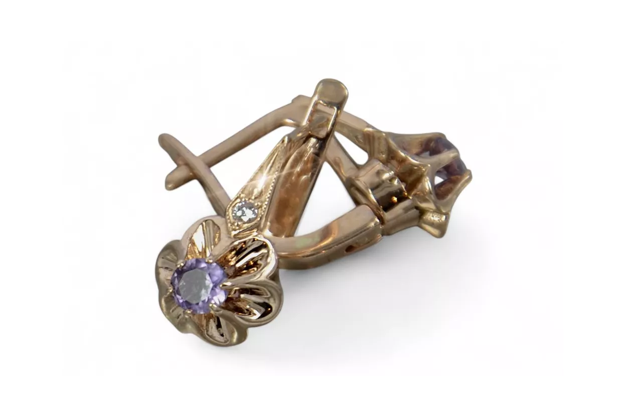 الأقراط الفاخرة من 14 كارت 585 الذهب الوردي ve195 alexandrite الروبين الزمرد الزعفران ...