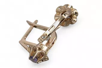 Ruso soviético rosa rosa 14k 585 pendientes de oro vec195 alejandrita rubí esmeralda zafiro ...
