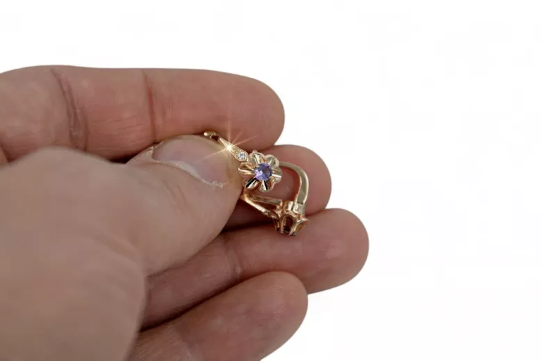 الأقراط الفاخرة من 14 كارت 585 الذهب الوردي ve195 alexandrite الروبين الزمرد الزعفران ...