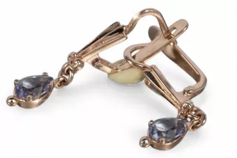 Ruso soviético rosa rosa 14k 585 pendientes de oro vec198 alejandrita rubí esmeralda zafiro ...