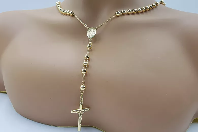 Italienisch gelb 14k gold 585 Rosenkranz rcc009y
