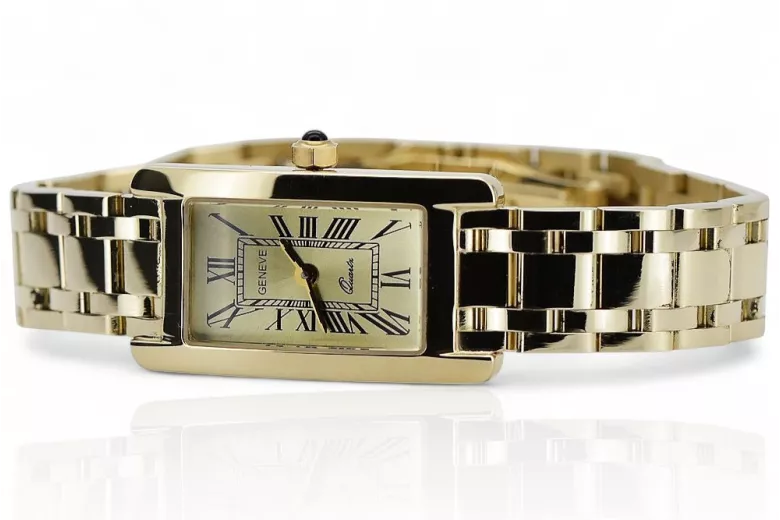 Gold men's watch Geneve ★ zlotychlopak.pl ★ Gold purity 585 333 Low Price!