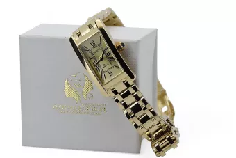 Złoty zegarek damski z bransoletą 14k Geneve lw106ydg&lbw011y68g