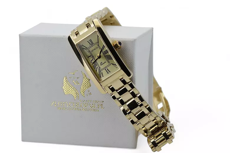 Gold men's watch Geneve ★ zlotychlopak.pl ★ Gold purity 585 333 Low Price!