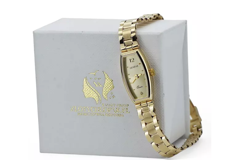 Prześliczny 14K 585 złoty damski zegarek Geneve lw119y