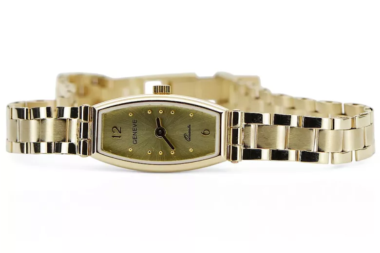 Prześliczny 14K 585 złoty damski zegarek Geneve lw119y