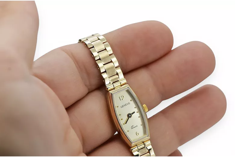 Prześliczny 14K 585 złoty damski zegarek Geneve lw119y