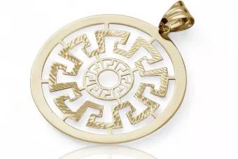 Italian yellow 14k gold beautiful modern greek pendant cpn019y