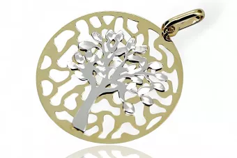 Original Italian yellow 14k gold beautiful lucky tree pendant cpn067yw