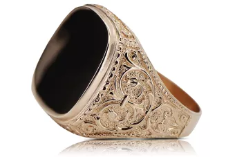 Rosa rosa 14k 585 oro Anillo de sello para hombre vsn006 Estilo soviético ruso vintage