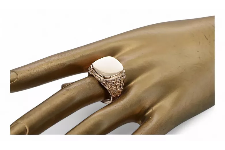 Russian rose Soviet gold jewelry man's ring signet