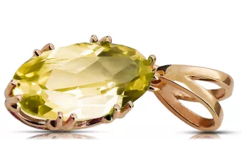 Artisanat vintage Pendentif Péridot jaune Or rose 14 carats vintage d'origine vpc019r