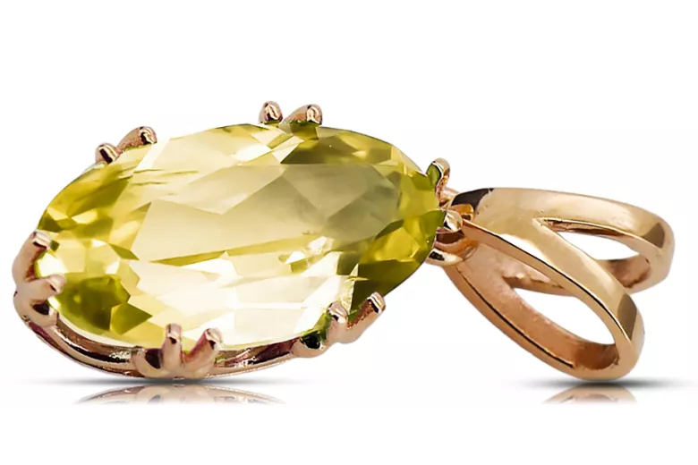 Artisanat vintage Pendentif Péridot jaune Or rose 14 carats vintage d'origine vpc019r
