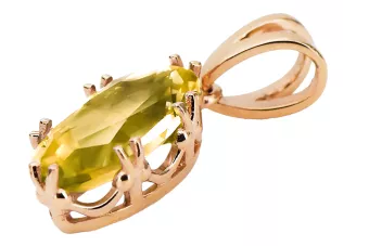 Yellow Peridot Original Vintage 14K Rose Gold Pendant Vintage style vpc019r