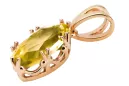 Artisanat vintage Pendentif Péridot jaune Or rose 14 carats vintage d'origine vpc019r