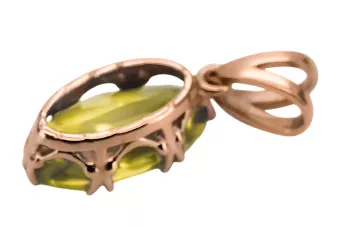 Жълт перидот Оригинално ретро 14k розово злато Висулка Винтидж vpc019r