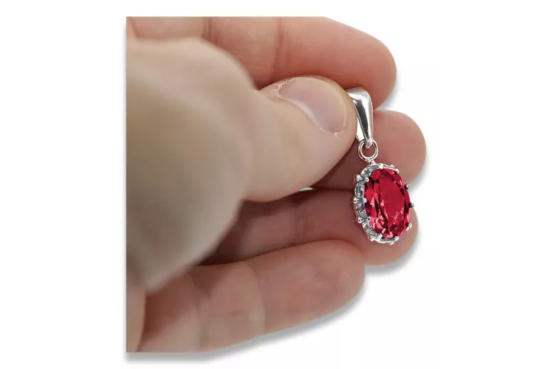 Vintage Jewlery Pendant Ruby Sterling silver 925 vpc008s