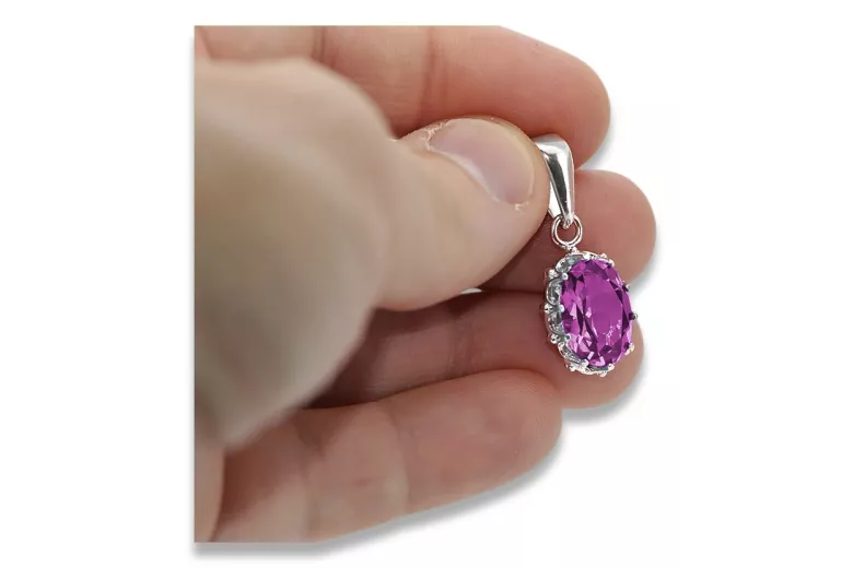 Vintage Pendant Amethyst Sterling silver 925 vpc008s