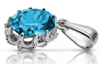 Sterling Silber 925 Aquamarin Anhänger Vintage Schmuck vpc008s